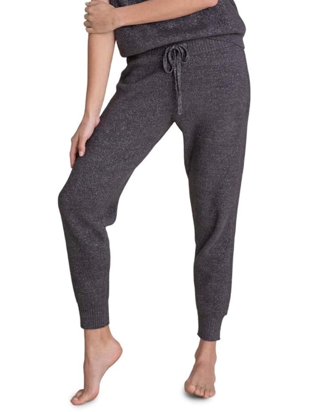 Barefoot Dreams CozyChic Ultra Lite Rib Trim Jogger Carbon Lurex Large Lounge